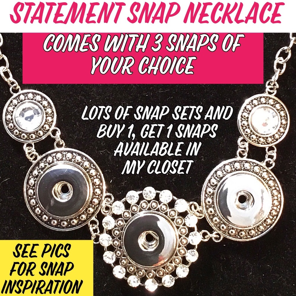18mm SNAP NECKLACE with 3 Snaps of YOUR CHOICE
